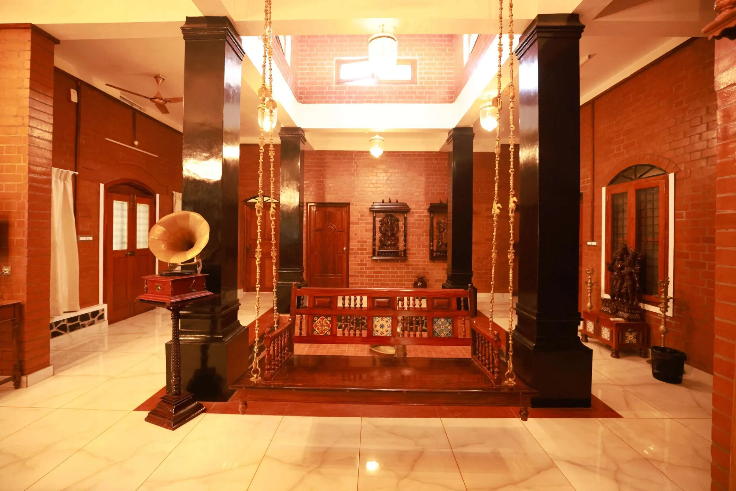 Grand Courtyard Hall with Antique Gramophone